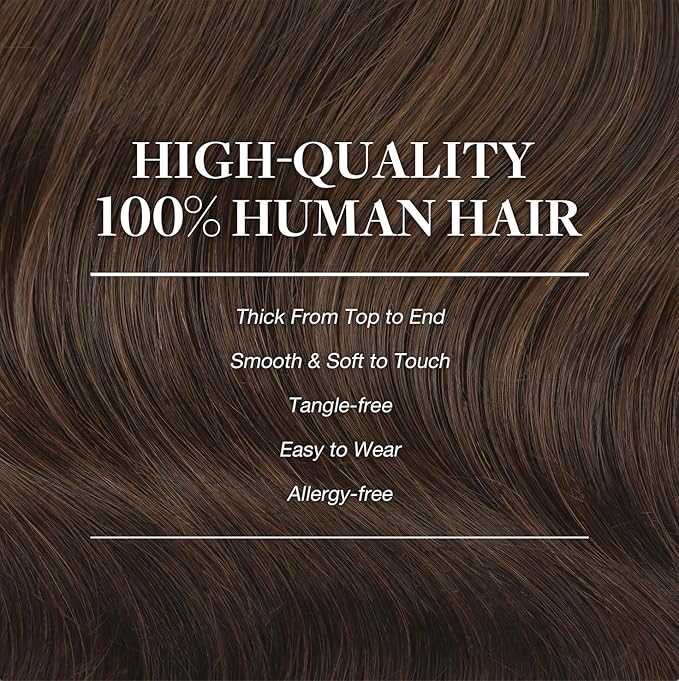 GOO GOO Clip in Hair Extensions Real Human Hair, Remy Human Hair Extensions Clip ins for Women, Natural Human Hair, 20inch 160g 7Pcs, #4A Chocolate Brown