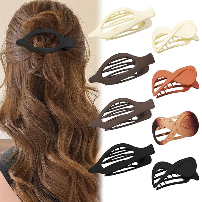 8PCS French Flat Hair Claw Clips for Women Matte Duckbill Hair Clips for Thick& Thin Hair Fashion Colorful Hair Claw 2 Styles