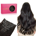 WENNALIFE Seamless Clip In Hair Extensions Human Hair, 12 Inch 80g 7pcs Dark Brown Real Hair Extensions Clip in Human Hair Invisible PU Skin Weft Natural Remy Hair