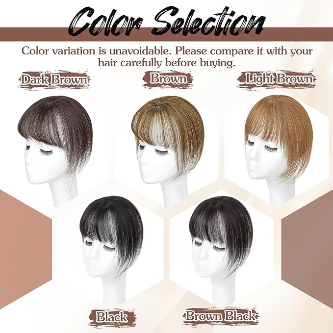 Hair Toppers for Women Real Human Hair - 360° Coverage Black Clip In Topper with Bangs for Thinning Hair Upgraded 4×6 cm Silk Base Ideal for Everyday Use