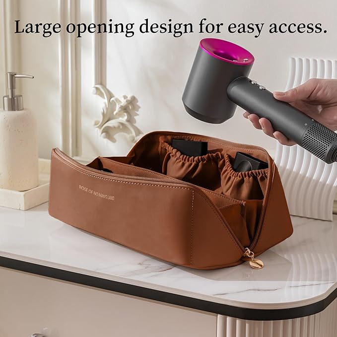 Travel Case Compatible with Dyson Airwrap Styler, Portable Supersonic Hair Dryer Travel Storage Bag, Waterproof Carrying Case Organizer for Shark Flexstyle and Attachments (Brown)