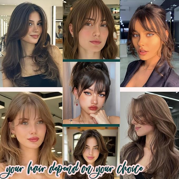 Benehair Clip on Bangs Human Hair, Front Hair Extensions for Women Hair Pieces with Temples for Daily Wear (Light Brown)