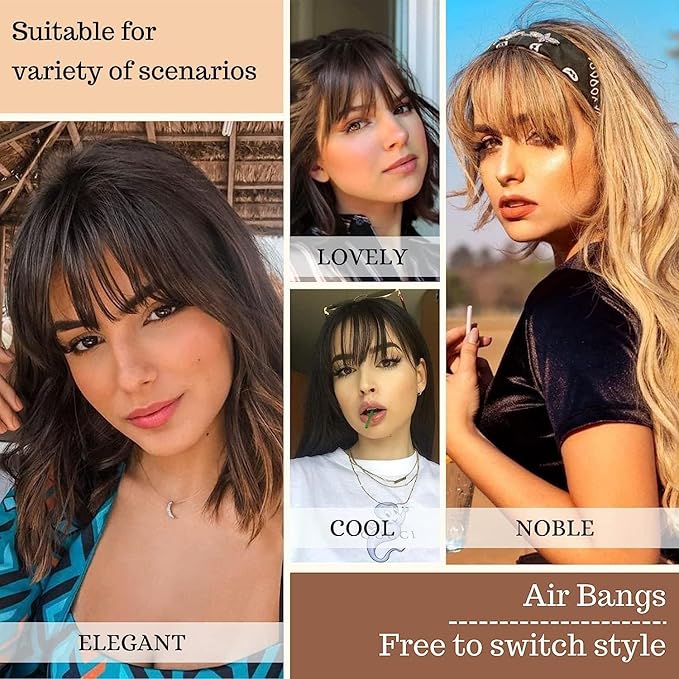 NAYOO Wispy Bangs Hair Clip - Blonde 100% Real Human Hair Clip in Bangs for Women Fringe with Temples Hairpieces for Daily Wear (Blonde, Wispy Bangs)