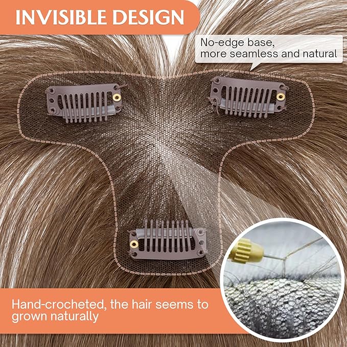 Benehair Clip in Bangs 100% Real Human Hair Extensions 360° Cover Clip on 3D Wispy Bangs for Women Topper Hairpieces for Women Medium Brown