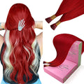 YoungSee Red Hair Extensions I Tips 20 Inch Colored I Tip Extensions Human Hair Red 25s 25g Itip Hair Extension Real Human Hair Colorful Remy Hair Diy Hair-Extension
