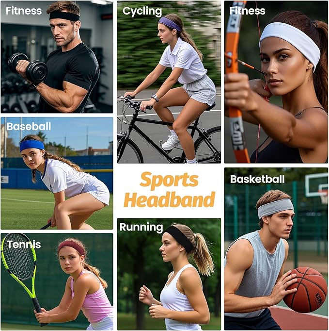 Headbands for Women - 6 Pack Wide Elastic Hair Bands | Stretchy Sweatbands Hair Bands | Soft Sports Thin Head Bands | Non-Slip Accessories Bands for Fashion, Washing Face, Workouts, Yoga, Daily Use