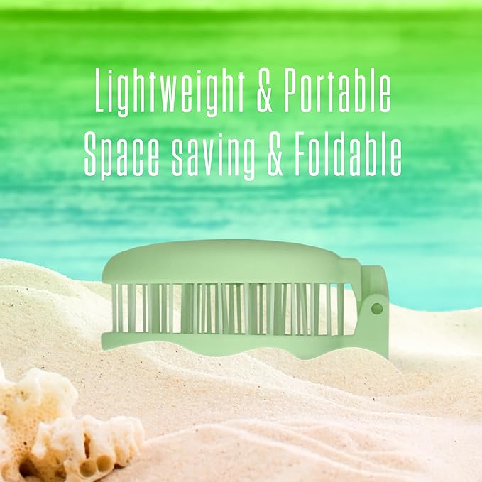 Mini Detangler Travel Hair Brush with Mirror, Makaron Hair Brushes for Women, Men and Kids, Unique 3D Flexible Design for All Hair Types, Styling Accessory, Travel Essentials for Women (GREEN)