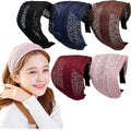 LONEEDY 5 Pack Wide Hard Headband with Teeth for Women, Girls’s Hair Band Pleated Cloth Fabric Hair Hoop Accessories (Mixed colors E)