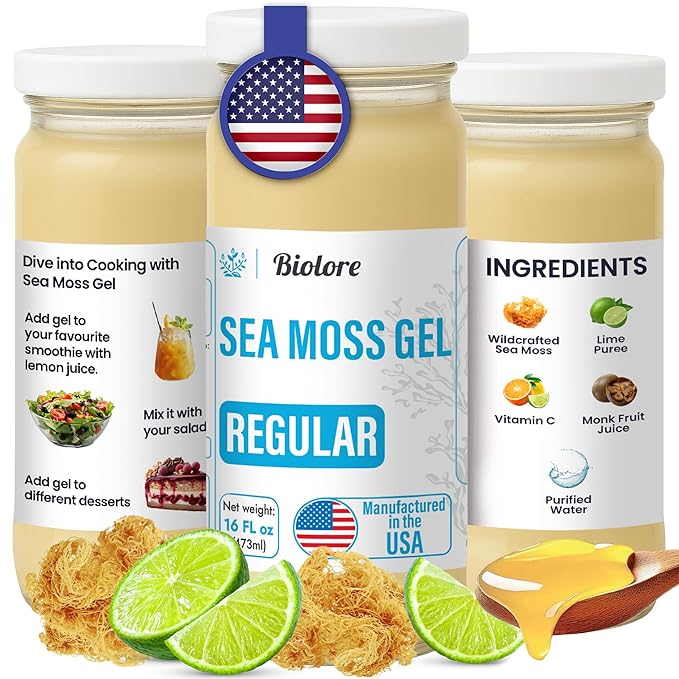 Sea Moss Gel - Lime 16oz, Wildcrafted Irish Seamoss with Essential Vitamins & Trace Minerals, Vegan Superfood Made in USA