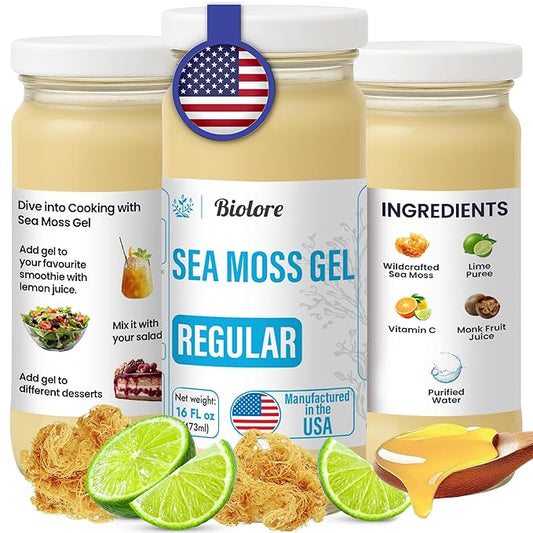 Sea Moss Gel - Lime 16oz, Wildcrafted Irish Seamoss with Essential Vitamins & Trace Minerals, Vegan Superfood Made in USA