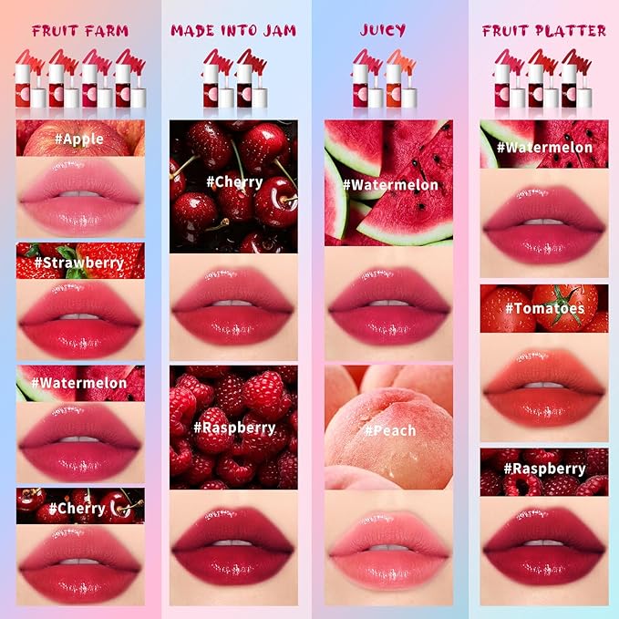 Lip Tint Stain, Long Lasting Korean Lip Stain Set, Non-sticky Waterproof Lightweight Lip and Cheek Tint, Moisturizing High Pigment Water Tint, Matte Finish Lip Tint