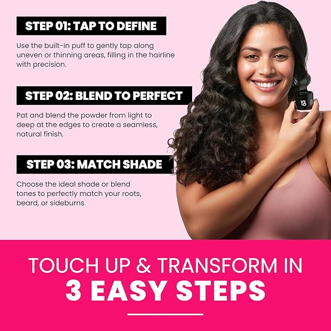 VELO Hairline Powder–BLACK Hair Root Touch Up Powder for Women & Men–Instantly Covers Gray Hair, Thinning Hair & Bald Spots–Sweatproof Root Cover Up–Puff & Mirror Compact, 13 Shades