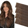 COOKAYU Invisible Tape in Human Hair Extensions, Medium Brown Injected Tape ins Real Human Hair Seamless Extensions 20pcs 30g 14Inch