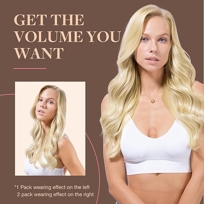 GOO GOO Clip in Hair Extensions Real Human Hair, Remy Human Hair Extensions Clip ins for Women, Natural Human Hair, 24inch 120g 7Pcs, #O7/60F