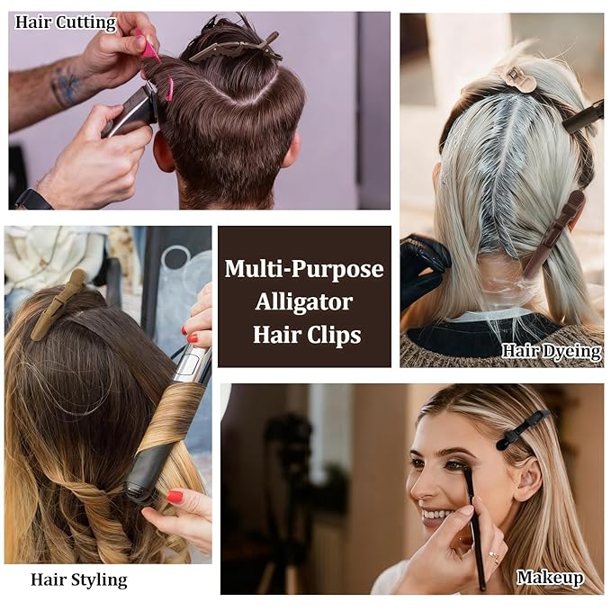 30 Pack Alligator Hair Clips for Styling, Sectioning Crocodile hair Clips Professional Barber Accessories for Salon of Thick Curly Volume Hair (Neutral)