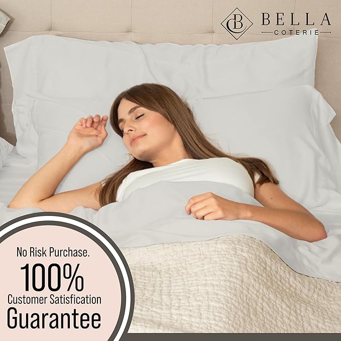 Bella Coterie | Luxury Bamboo Viscose King Size Pillowcase Set | 100% Organically Grown | Ultra Soft | Cooling | 2 Pcs [Grey Mist]