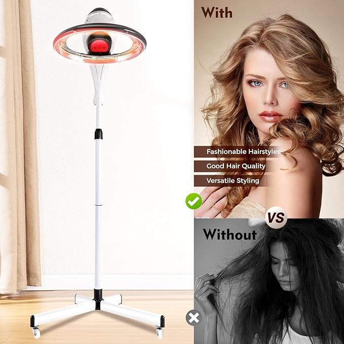 YIYIBYUS Stand Hair Dryer, Professional Orbiting Rotating Hair Processor Hair Dyeing, Oil Treatment, Hair Drying, Heating, Perm Styling for Salon SPA (Grey)