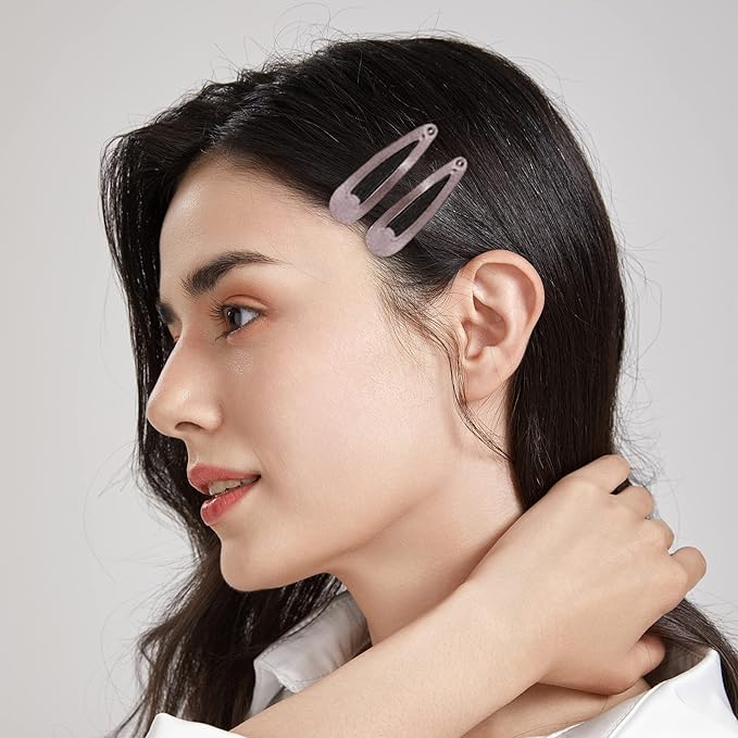 Dofash 12PCS Snap Hair Clips For Women-Non Slip & Metal Hair Barrettes, 5cm 2'' Small Clips For Thin & Fine Hair, Brown