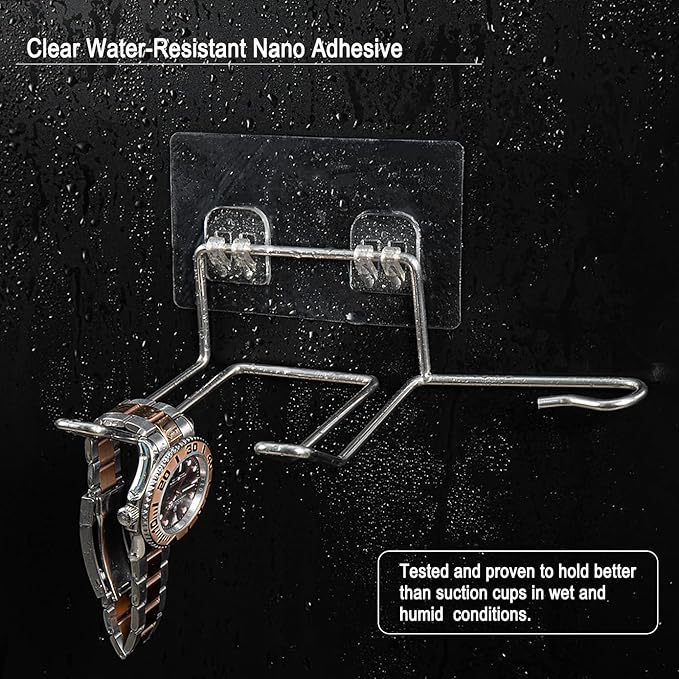 2 Pack Hair Dryer Holder, Self Adhesive Wall Mount Waterproof Blow Dryer Rack Storage Organizer Hanger, Compatible with Dyson and Most Hair Blower Appliance, Brush, Curling Iron, Straightener