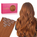 WENNALIFE Seamless Clip In Hair Extensions Human Hair, 24 Inch 160g 7pcs Dirty Ginger Real Hair Extensions Clip in Human Hair Invisible PU Skin Weft Natural Remy Hair