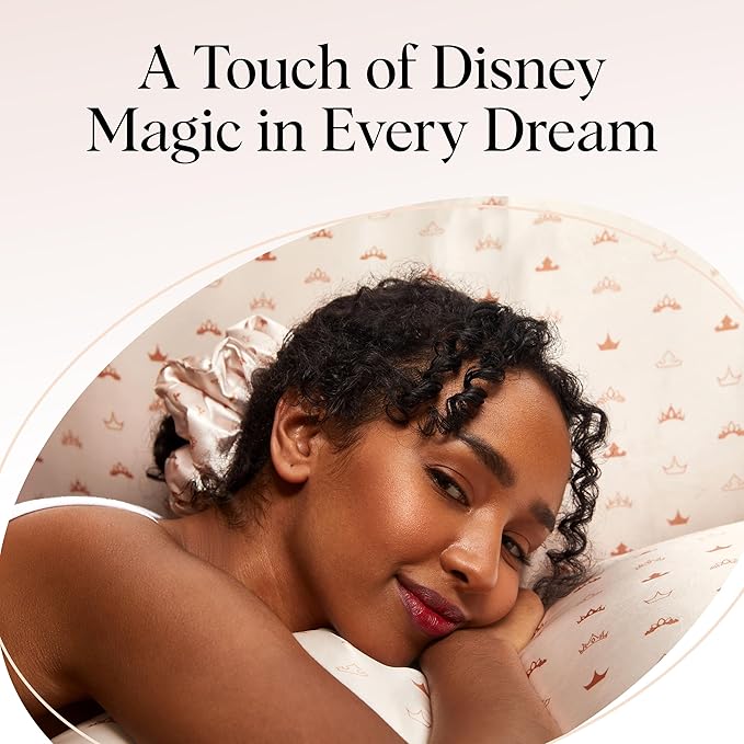 Kitsch & Disney Desert Crown Satin Pillowcase with Zipper – Soft Cooling, Better Than Silk Pillowcase, Disney Design for Kids Rooms & Toddler Bed Time Pillow Case – Queen/Standard 19x26