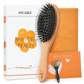 Boar Bristle Hair Brush Gift Set for Women & Men, 100% Natural Bristle & Nylon, Reduces Frizz & Static, Gentle Detangling for All Hair Types Thick Thin Curly Straight, Regular Size