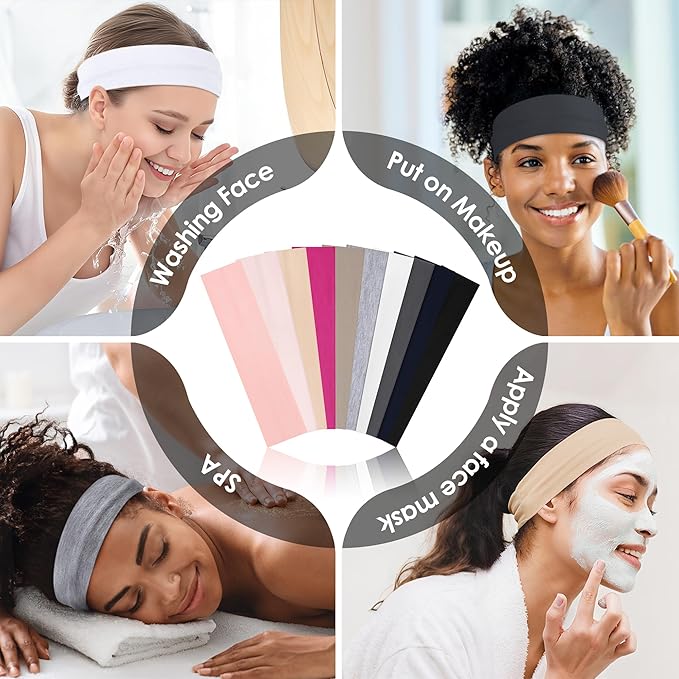 10 PCS Headbands for Women - Fashion Non Slip Cotton Headbands for Women and Men Perfect for Sports and Outdoor Activities in Summer,Including Running, Yoga, Cycling, Gym Workouts