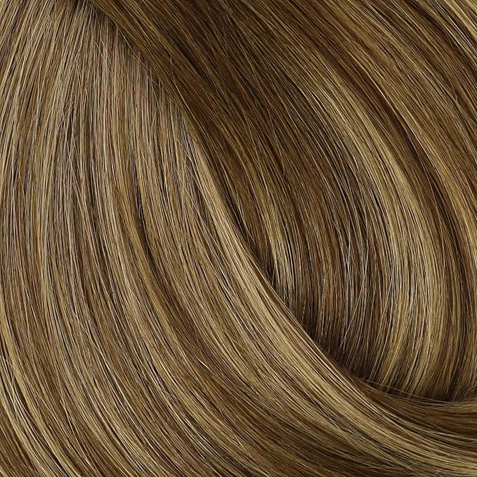 Full Shine Real Hair Extensions Clip in Human Hair Brown Clip in Hair Extensions Brown with Light Brown Balayage Hair Extensions Remy Hair for Women 14 Inch 3 Pcs 60 Grams