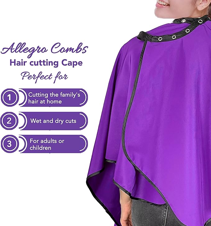 Allegro Combs Cutting Capes Adjustable 46X60 In. One-Size-Fits-All Stainless Steel Snap Buttons