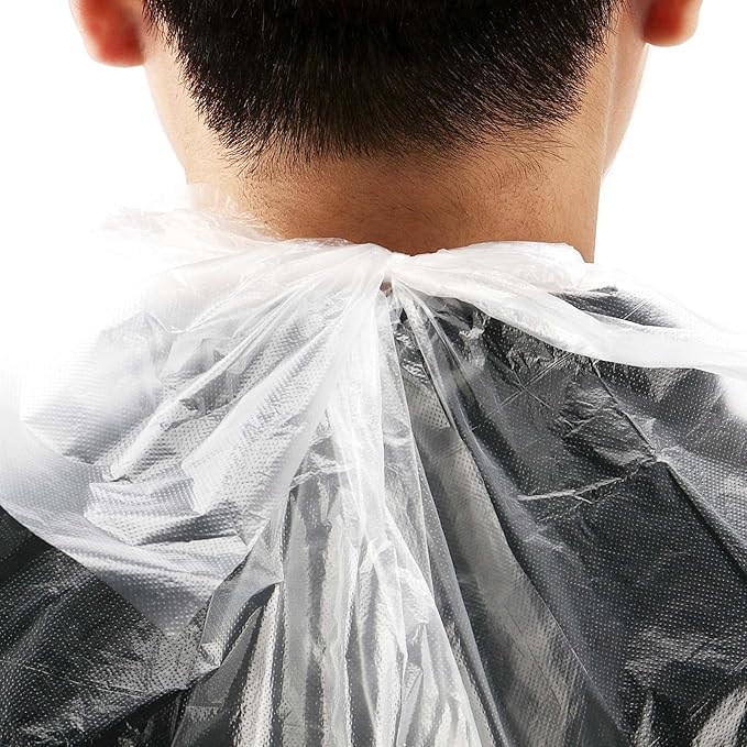 400 Pcs 35 x 47 Inch Disposable Clear Plastic Hair Salon Capes, Waterproof Barber Capes for Barbershop and Salon