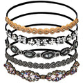 Teenitor 5pcs Elastic Beaded Headbands, Jewels Hairbands Hat Bands, Crystal Rhinestone Headband for Women Girls