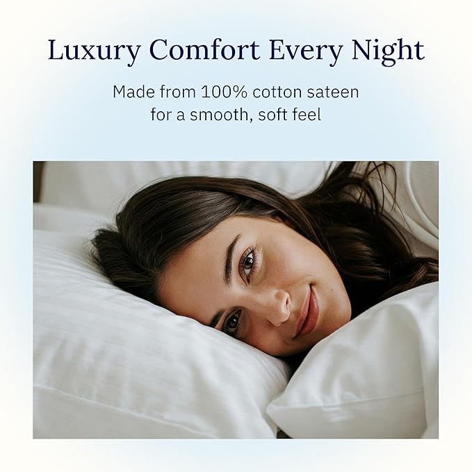 California Design Den Standard Queen Size Pillowcase Set - 400 Thread Count, 100% Cotton Sateen, Set of 2 Pillow Covers, Soft and Breathable - Sky Blue