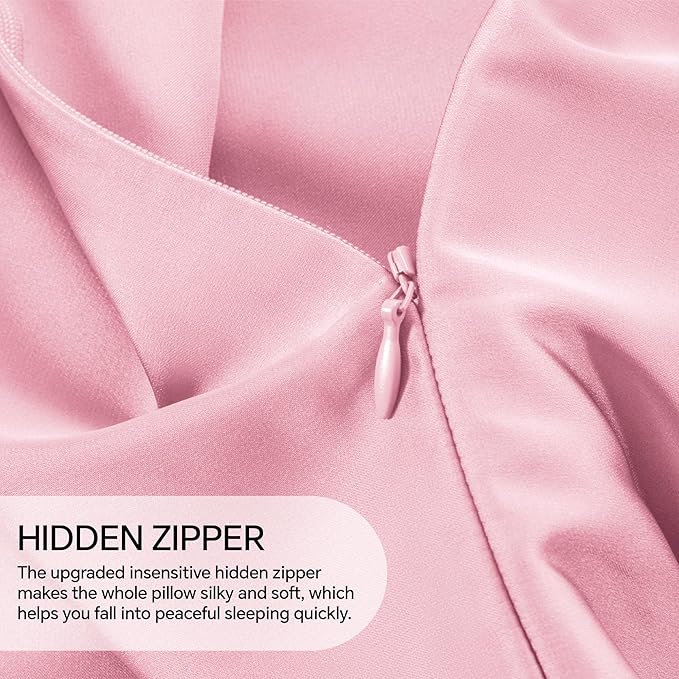 INFIIXSO Body Pillow Cover with Zipper, Luxury Mulberry Silk Body Pillow Case 20x54 Inches, Ultra Smooth and Soft Cooling Long Pillowcase, Gift for Women, Men(Pink)
