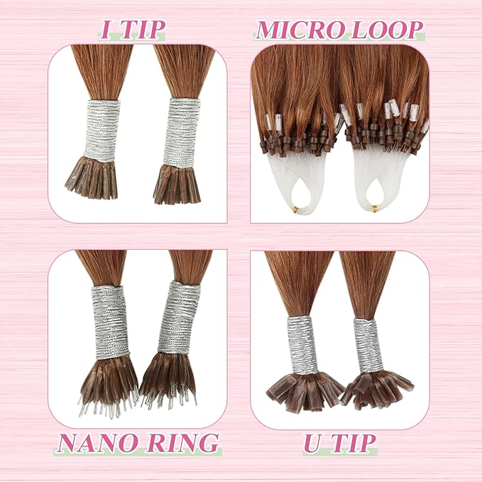 YoungSee Copper U tip Hair Extensions Copper U Tips Human Hair Extensions Easy to Apply 14In 50s/50G
