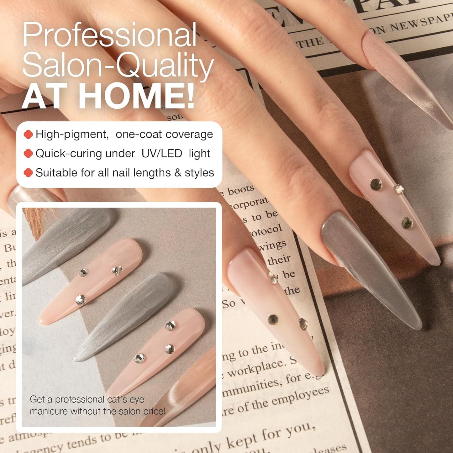 Cat Eye Gel Nail Polish with Magnet Stick, 15ml Magnetic Gel, Create Stunning Cat Eye Effects for DIY Manicures, Long-Lasting, Salon-Quality Finish, Frosted Vision