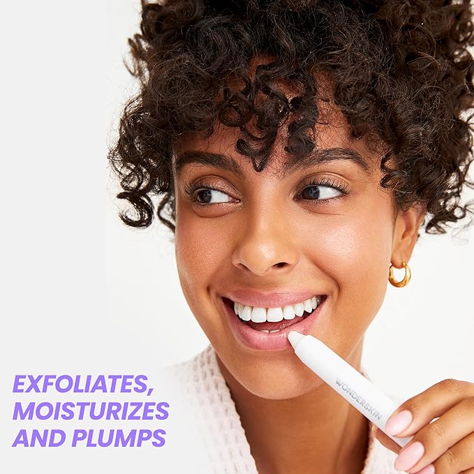 Wonderskin 3-in-1 Lip Scrub Exfoliator & Moisturizer, Lip Exfoliator Scrub, Lip Therapy, Hydrating Lip Balm for Soft, Nourished, Flake-Free Lips with One-Step Prep, 0.10oz