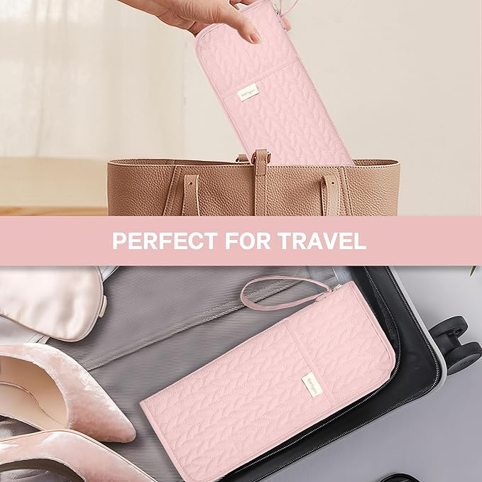 Hot Tools Organizer Heat Resistant Mat Case Hair Tools Holder Travel Bag Portable Hair Styling Tools Cover Pouch for Curling Iron,Flat Iron,Hair Straightener (Pink)