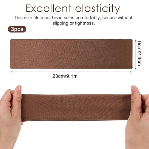3PCS Workout Headbands for Women - Non Slip Gym Headband for Women, Fabric Elastic Sweat Band Pack, 3 Colors Stretchy Headbands for Yoga Running Sports, Fashion Accessories(Black White Brown)