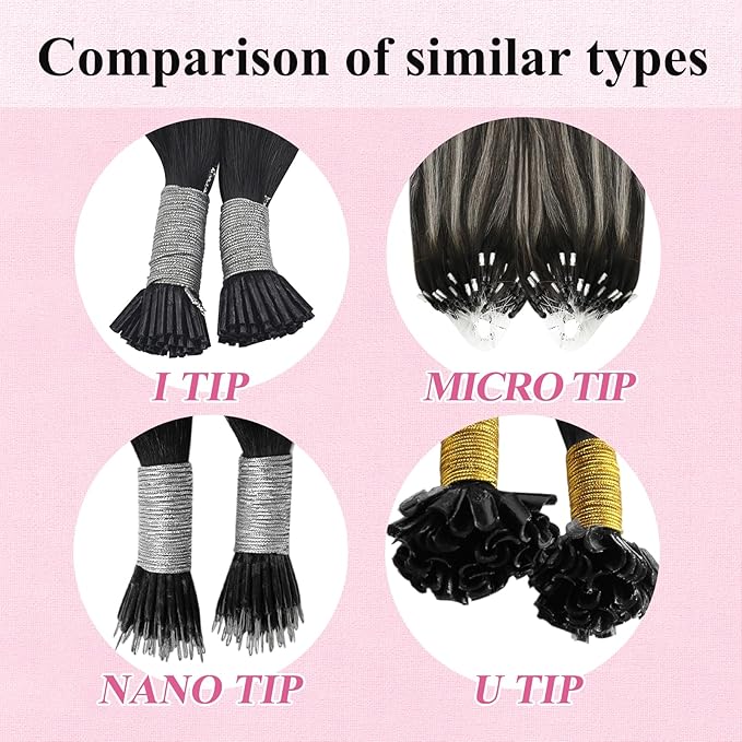 YoungSee Micro Loop Hair Extensions Real Human Hair Ombre Microlink Hair Extensions Balayage Black with Silver Microbead Hair Extension Human Hair Straight 24 Inch for Prom 50g 50s