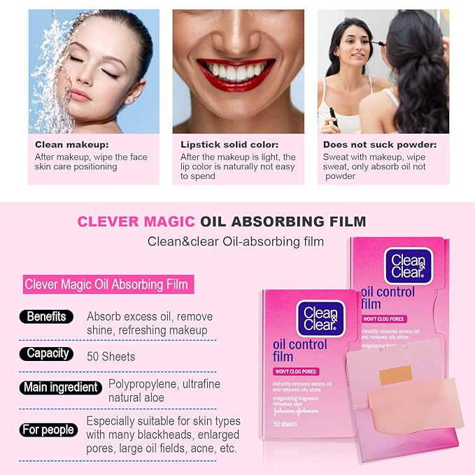 Oil Control Film Replacment for Clean & Clear Oil-absorbing Sheets,3 Pack (Grapefruit Fragrance) Oil Blotting Sheets For Face,Makeup Friendly High-performance Handy Face Blotting Paper for Oily Skin