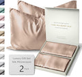 SUNDAYSILKS™ | Silk Pillow Cases 2 Pack | 22 Momme Mulberry Silk Pillowcase Set of 2 | All Sides 100% Pure Silk Slip Pillowcases Bliss for Couples, Zipper | Standard Queen, King Size [Nude Champagne]