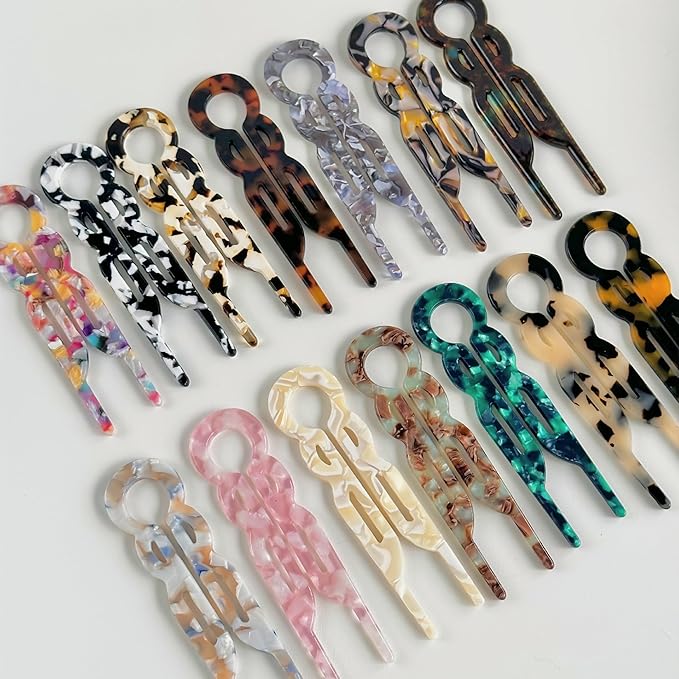 Prestige French Hair Pins, Acetate Leopard Print Hair Pin for Women,Suitable for All Hair Types (Multicolor-C-4PCS)