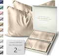 SUNDAYSILKS™ | Silk Pillow Cases 2 Pack | 22 Momme Mulberry Silk Pillowcase Set of 2 | All Sides 100% Pure Silk Slip Pillowcases Bliss for Couples, Zipper | Standard Queen, King Size, 6A [Oat Milk]