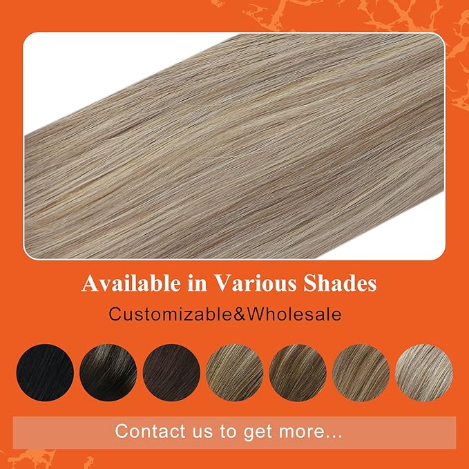 Full Shine Tape in Hair Extensions Human Hair Color 18 Ash Blonde Highlight 613 Blonde Invisible 22Inch Seamless Tape in Extensions Double Sided Remy Human Hair 50Gram Glue in 20 Pcs for Short Natural