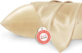 Bedsure Satin Pillowcase for Hair and Skin Queen - Champagne Gold Silky Pillowcase 2 Pack with Envelope Closure, Similar to Silk Pillow Cases, Gifts for Women Men, 20x30 Inches, 2pcs