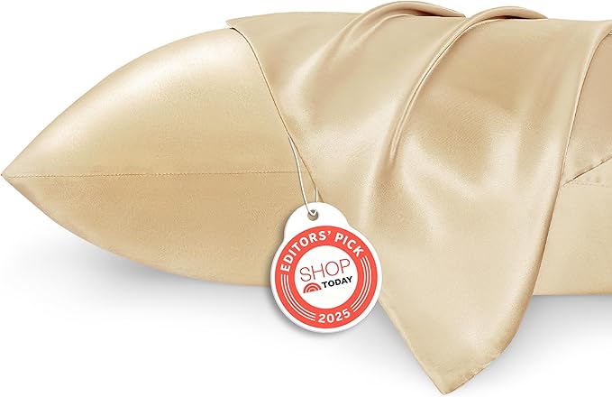Bedsure King Size Satin Pillowcase Set of 2 - Champagne Gold Silky Pillow Cases for Hair and Skin with Envelope Closure, Similar to Silk Pillow Cases, Gifts for Women Men, 20x36 Inches, 2pcs