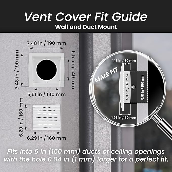 Repa Market 6 Inch Brown Dryer Vent Hood/Duct Cover for Walls or Ceiling/ABS Plastic Louvered Air Grille with Built-In Mesh Screen/Exhaust and Dryer Vent Covers for Indoor & Outdoor Use