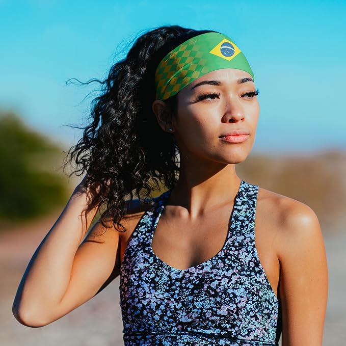 Suddora Country Flag Headbands, Wide National Flag Headbands for Sports Events, Non-Slip Fabric Sweatbands for Soccer, Tennis, Workout, Costume