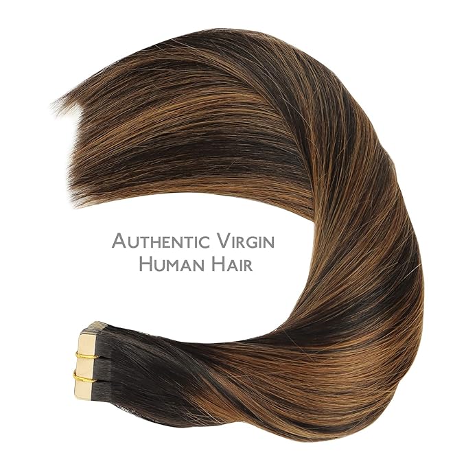 WENNALIFE Tape in Hair Extensions Human Hair, Remy Hair Extensions Straight Human Hair Tape in Extensions Skin Weft Tape Extensions