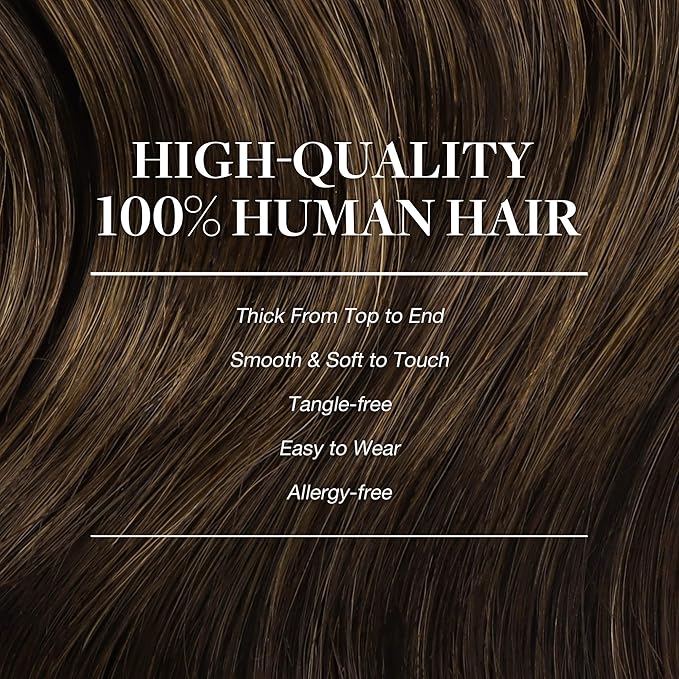 GOO GOO Clip in Hair Extensions Real Human Hair, Remy Human Hair Extensions Clip ins for Women, Natural Human Hair, 14inch 150g 9Pcs, 4A Chocolate Brown